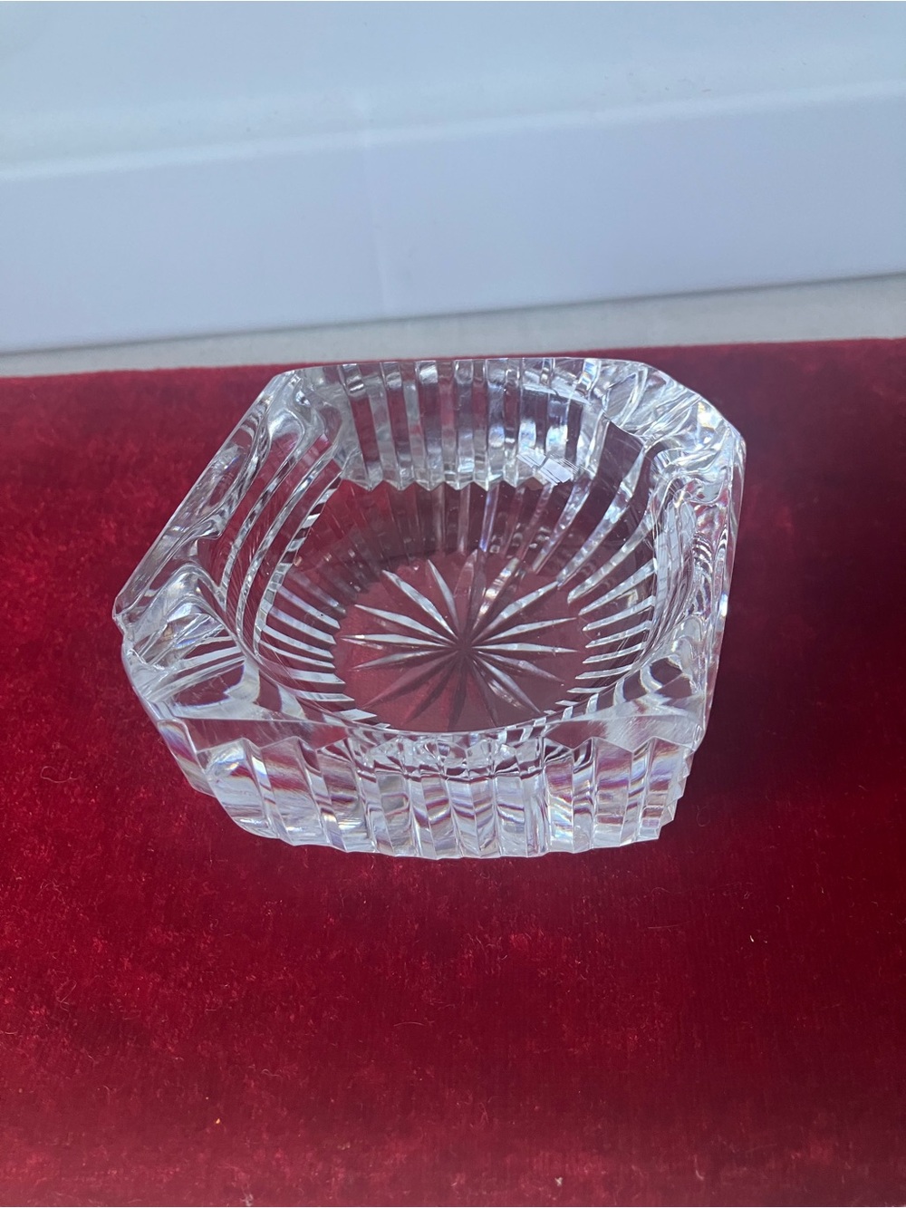 Vintage Signed Waterford Crystal Alana Diamond Ashtray Trinket Dish Ireland.